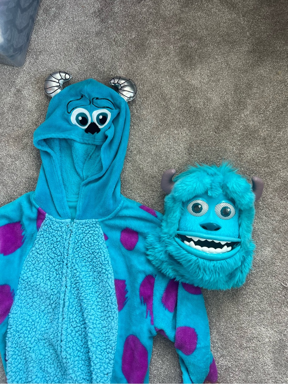 Disney Blue Teal & Purple Sulley Monster Costume Hoodie with Mask